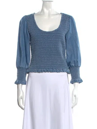 Pre-owned Veronica Beard Scoop Neck Long Sleeve Top In Blue