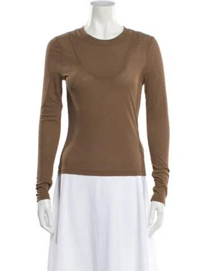 Pre-owned Veronica Beard Scoop Neck Long Sleeve Top In Brown