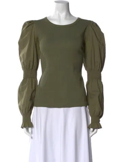 Pre-owned Veronica Beard Scoop Neck Long Sleeve Top In Green