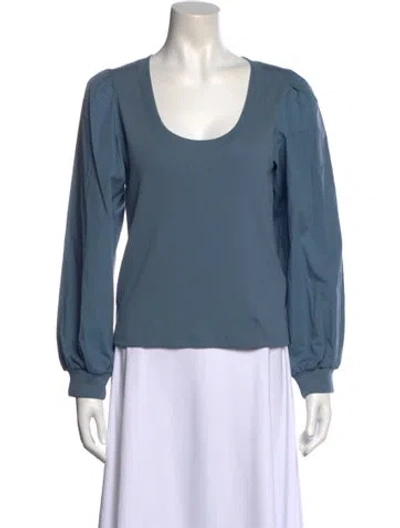 Pre-owned Veronica Beard Scoop Neck Long Sleeve Top W/ Tags In Blue