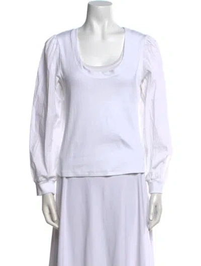 Pre-owned Veronica Beard Scoop Neck Long Sleeve Top In White