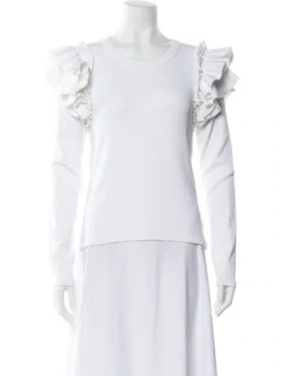 Pre-owned Veronica Beard Scoop Neck Long Sleeve Top In White