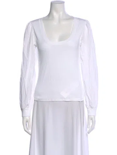 Pre-owned Veronica Beard Scoop Neck Long Sleeve Top In White