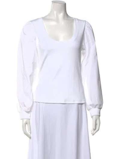 Pre-owned Veronica Beard Scoop Neck Long Sleeve Top In White