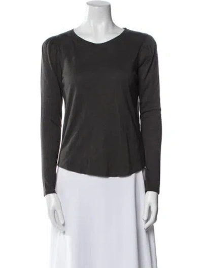 Pre-owned Veronica Beard Scoop Neck Long Sleeve T-shirt In Gray