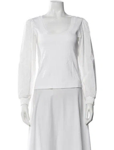 Pre-owned Veronica Beard Scoop Neck Long Sleeve T-shirt In White