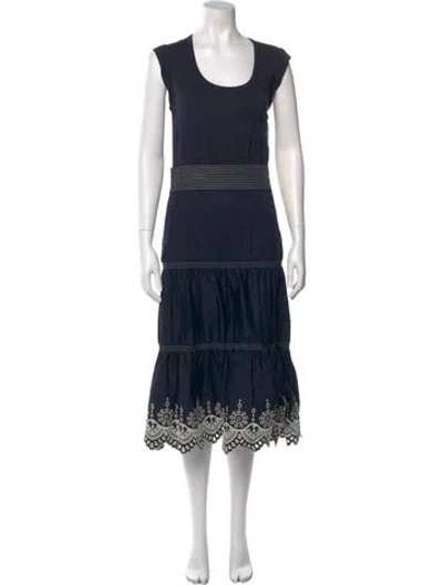Pre-owned Veronica Beard Scoop Neck Midi Length Dress In Blue