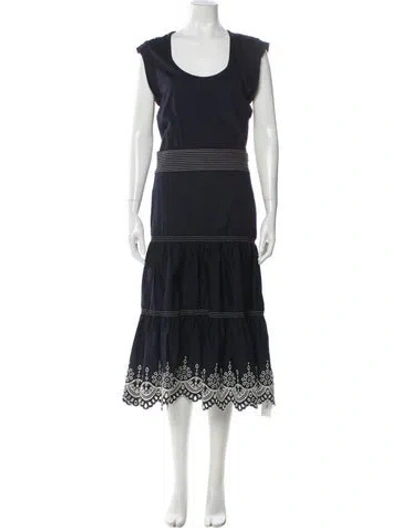 Pre-owned Veronica Beard Scoop Neck Midi Length Dress In Blue