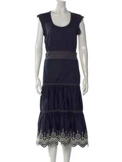 Pre-owned Veronica Beard Scoop Neck Midi Length Dress In Blue