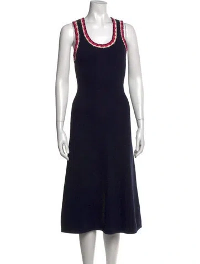 Pre-owned Veronica Beard Scoop Neck Midi Length Dress In Blue