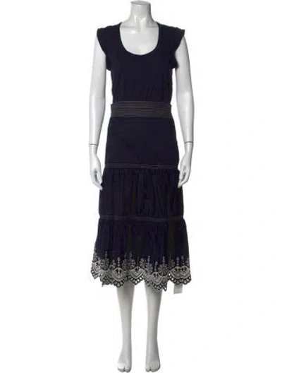 Pre-owned Veronica Beard Scoop Neck Midi Length Dress In Blue