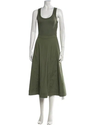 Pre-owned Veronica Beard Scoop Neck Midi Length Dress In Green
