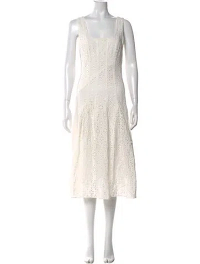 Pre-owned Veronica Beard Scoop Neck Midi Length Dress In Neutral