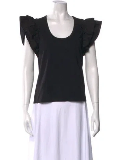 Pre-owned Veronica Beard Scoop Neck Short Sleeve Top In Black