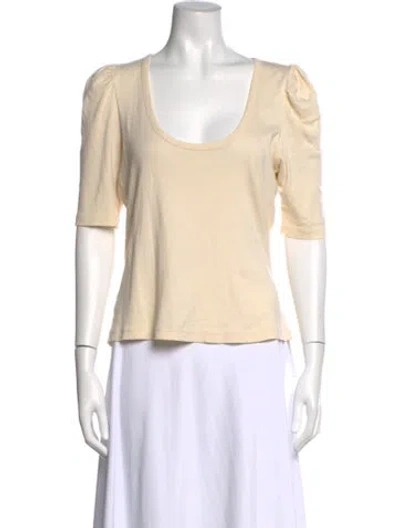 Pre-owned Veronica Beard Scoop Neck Short Sleeve Top In Neutral
