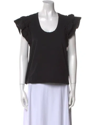 Pre-owned Veronica Beard Scoop Neck Short Sleeve T-shirt In Black