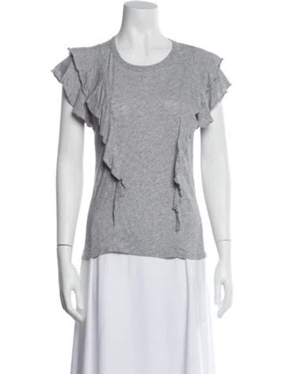 Pre-owned Veronica Beard Scoop Neck Short Sleeve T-shirt In Gray