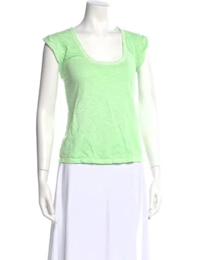 Pre-owned Veronica Beard Scoop Neck Short Sleeve T-shirt In Green