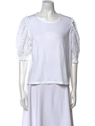 Pre-owned Veronica Beard Scoop Neck Short Sleeve T-shirt In White
