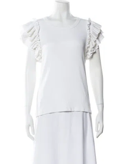 Pre-owned Veronica Beard Scoop Neck Short Sleeve T-shirt In White