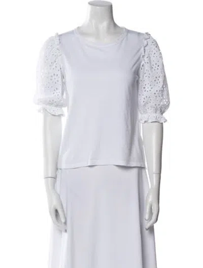 Pre-owned Veronica Beard Scoop Neck Short Sleeve T-shirt In White