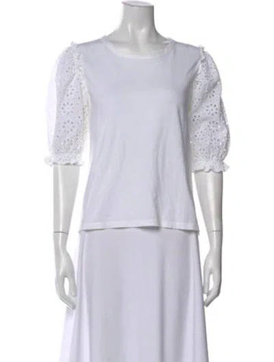 Pre-owned Veronica Beard Scoop Neck Short Sleeve T-shirt In White