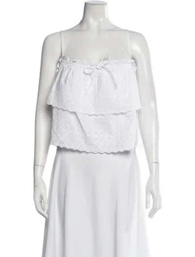 Pre-owned Veronica Beard Scoop Neck Sleeveless Crop Top In White