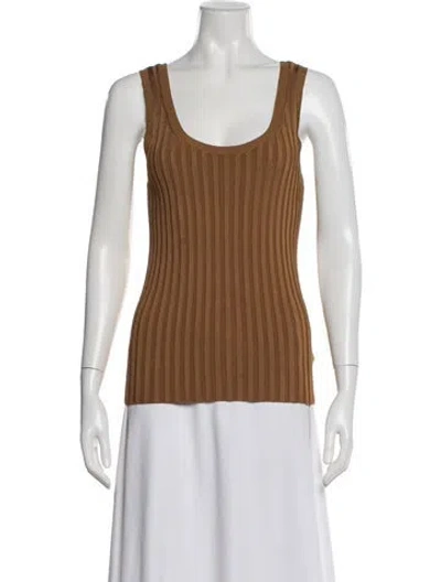 Pre-owned Veronica Beard Scoop Neck Sleeveless Top In Brown