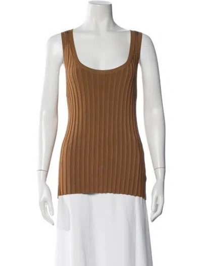 Pre-owned Veronica Beard Scoop Neck Sleeveless Top In Brown