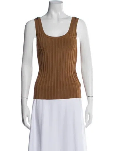 Pre-owned Veronica Beard Scoop Neck Sleeveless Top In Brown