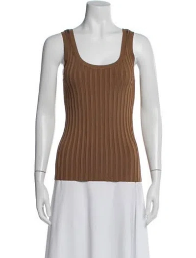 Pre-owned Veronica Beard Scoop Neck Sleeveless Top In Brown