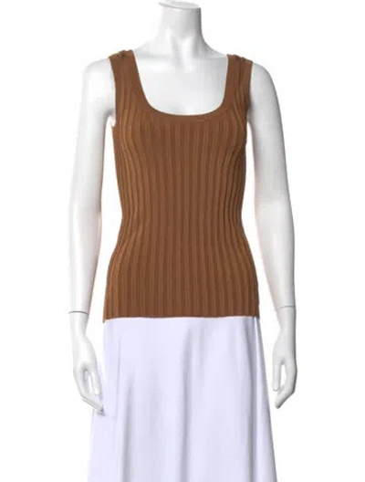 Pre-owned Veronica Beard Scoop Neck Sleeveless Top In Brown