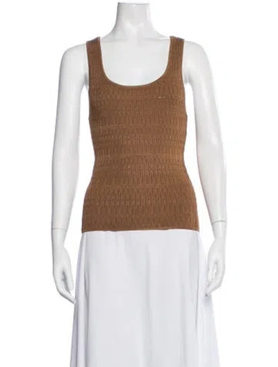 Pre-owned Veronica Beard Scoop Neck Sleeveless Top In Brown