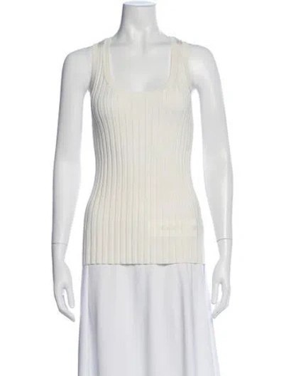 Pre-owned Veronica Beard Scoop Neck Sleeveless Top In White