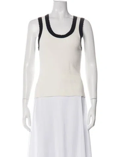 Pre-owned Veronica Beard Scoop Neck Sleeveless Top In White