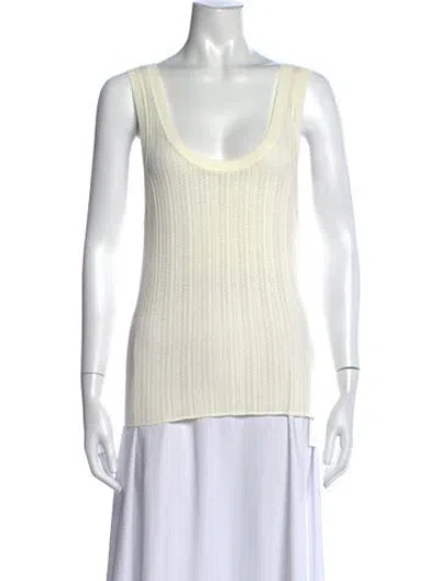 Pre-owned Veronica Beard Scoop Neck Sleeveless Top In White