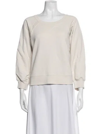 Pre-owned Veronica Beard Scoop Neck Three-quarter Sleeve Sweatshirt In Neutrals