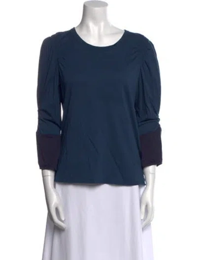 Pre-owned Veronica Beard Scoop Neck Three-quarter Sleeve Top In Blue