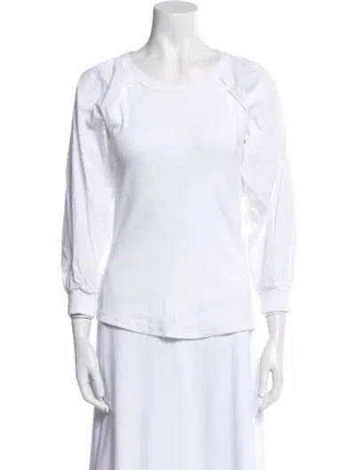 Pre-owned Veronica Beard Scoop Neck Three-quarter Sleeve T-shirt In White