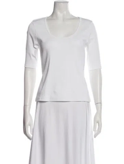 Pre-owned Veronica Beard Scoop Neck Three-quarter Sleeve T-shirt In White
