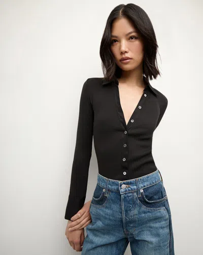 Veronica Beard Scottie Button-down Shirt In Black