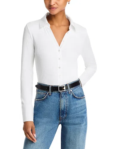 Veronica Beard Scottie Mixed Media Shirt In White