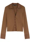 Veronica Beard Scottie Ribbed Stretch-cotton Top In Caramel