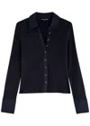 Veronica Beard Scottie Ribbed Stretch-cotton Top In Navy