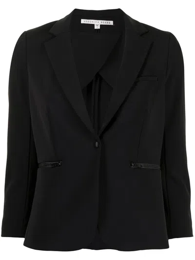 Veronica Beard Scuba Schoolboy Dickey Single-breasted Blazer In Black