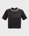 Veronica Beard Sebastian Embellished Tee Shirt In Black In Black
