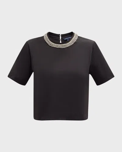 Veronica Beard Sebastian Embellished Tee In Black
