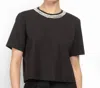 Veronica Beard Sebastian Embellished Tee Shirt In Black In Black