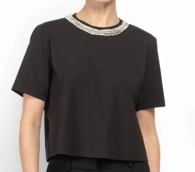 VERONICA BEARD SEBASTIAN EMBELLISHED TEE SHIRT IN BLACK