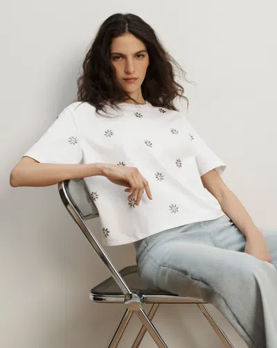 Veronica Beard Sebastian Embellished T-shirt In White